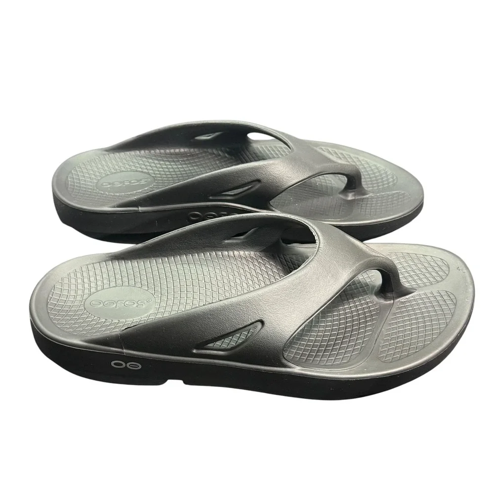 OOFOS Black Recovery Slides Sandals Men's US‎ 10 Women's 12 EU 43 Comfort Ortho